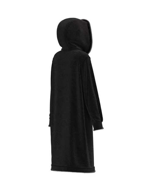 CAPPOTTO LUNGO REVERSIBILE CON CAPPUCCIO DONNA NERO