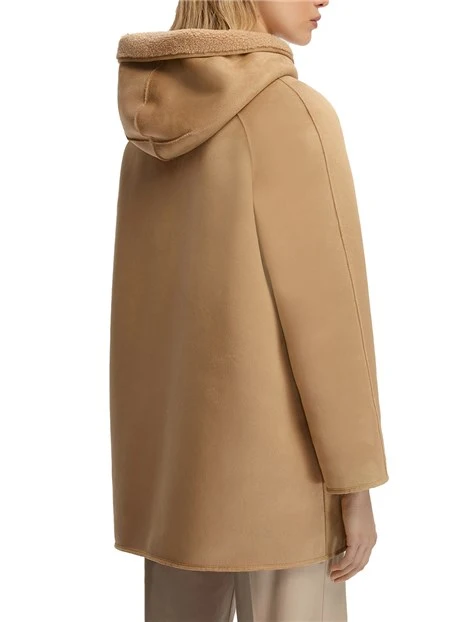 CAPPOTTO CORTO REVERSIBILE CON CAPPUCCIO DONNA BEIGE