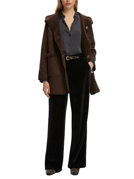 CAPPOTTO CORTO REVERSIBILE CON CAPPUCCIO DONNA MARRONE