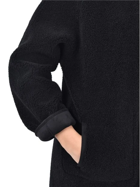 CAPPOTTO CORTO REVERSIBILE CON CAPPUCCIO DONNA NERO