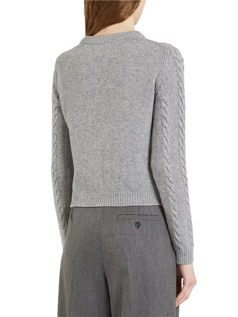 MAGLIA CON LAVORAZIONE A TRECCE IN  MISTO CASHMERE DONNA GRIGIO