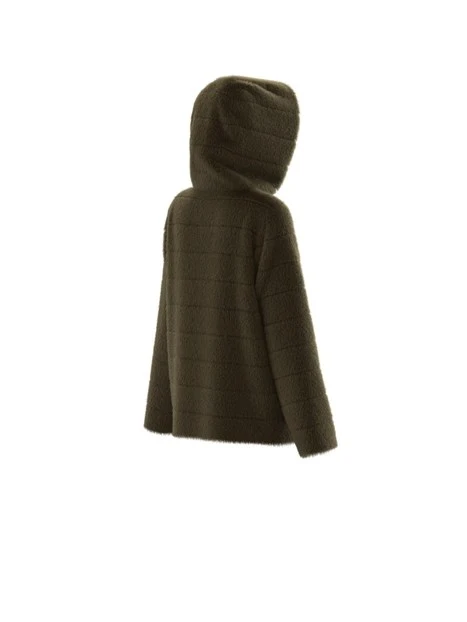 GIACCA CORTA IN ECOPELLICCIA CON CAPPUCCIO DONNA VERDE