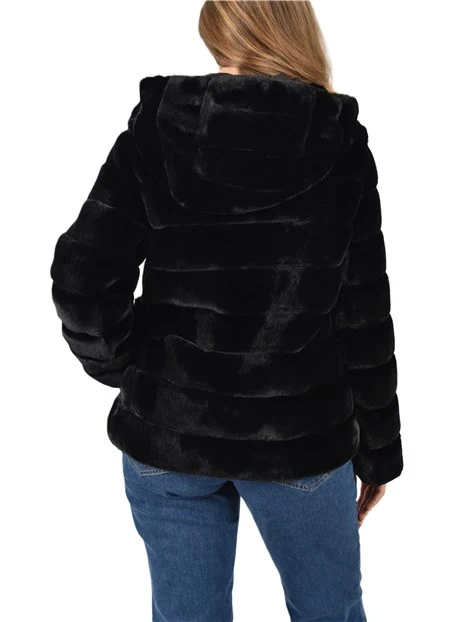 PIUMINO IN ECOPELLICCIA CHIUSURA FULL ZIP DONNA NERO