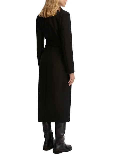 CAPPOTTO LUNGO CON CINTURA IN MISTO LANA DONNA NERO