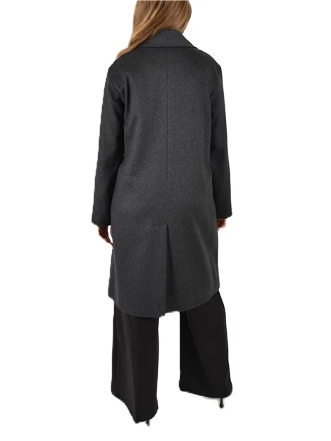 CAPPOTTO LUNGO MISTO LANA CON REVER IPUNTURATO DONNA ANTRACITE