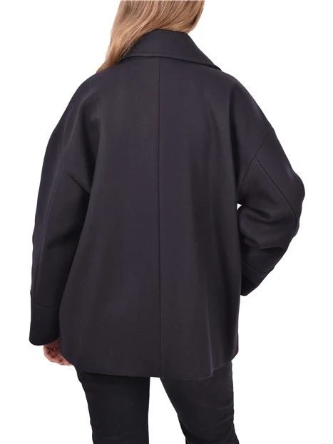 CAPPOTTO CORTO IN PANNO MISTO LANA DONNA BLU
