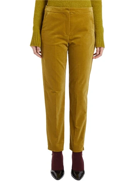 PANTALONE VELLUTO LISCIO COTONE DONNA VERDE