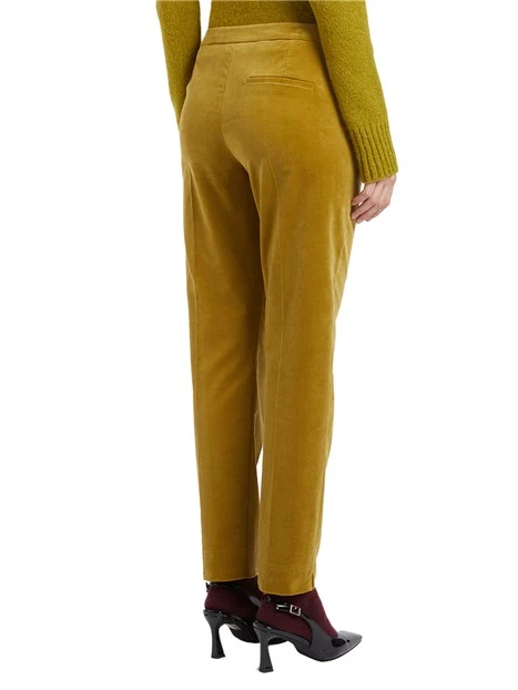 PANTALONE VELLUTO LISCIO COTONE DONNA VERDE