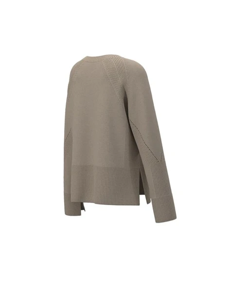 MAGLIA GIROCOLLO IN FILATO MISTO LANA CON SPACCHI LATERALI DONNA BEIGE