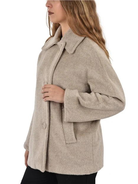 CAPPOTTO CORTO MISTO ALPACA DONNA ECRU