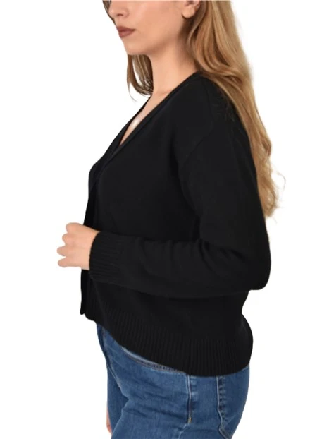 CARDIGAN IN FILATO MISTO LANA DONNA NERO