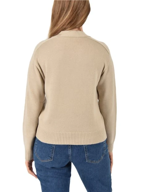 CARDIGAN IN FILATO MISTO LANA DONNA BEIGE