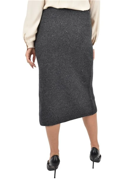 GONNA LUNGA IN MAGLIA MISTO LANA E SETA DONNA ANTRACITE