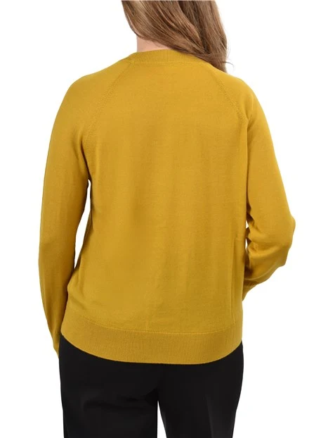 MAGLIA GIROCOLLO IN FILATO MISTO LANA CON LAVORAZIONI A COSTINE DONNA GIALLO