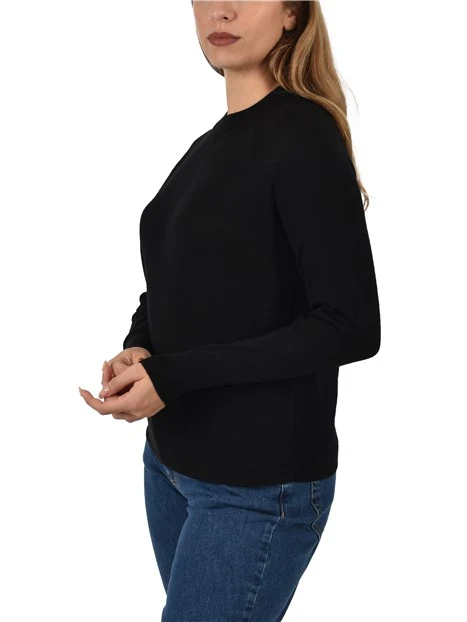 MAGLIA GIROCOLLO CON POLSI FONDO E COLLO A COSTINE DONNA NERO