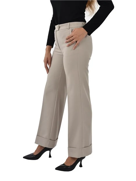 PANTALONI CHINO CON BOTTONE A VISTA DONNA BEIGE