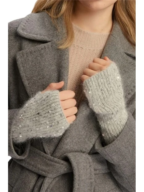 GUANTI SENZA DITA IN MAGLIA CON PAILLETES DONNA GRIGIO