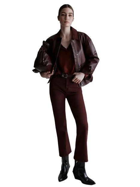 BLUSA IN SETA CON SCOLLO A V DONNA BORDEAUX