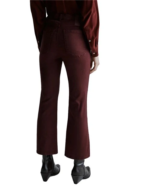 JEANS FLARE CON ETICHETTA POSTERIORE DONNA BORDEAUX
