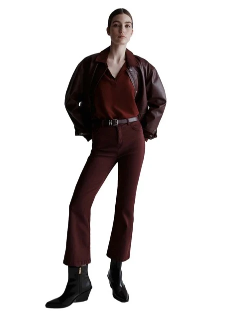 JEANS FLARE CON ETICHETTA POSTERIORE DONNA BORDEAUX