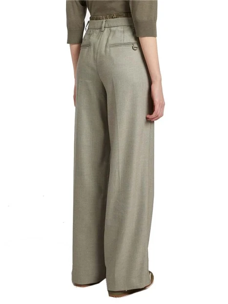 PANTALONE CHINO CON PIEGA STIRATA E BOTTONE A PRESSIONE DONNA VERDE