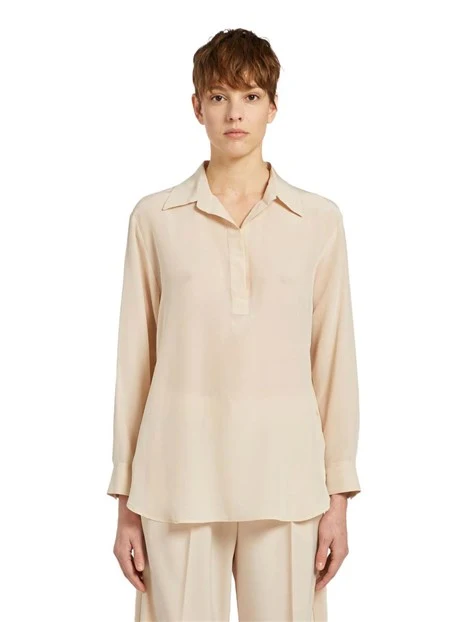 BLUSA IN SETA CON SCOLLO A V DONNA BIANCO