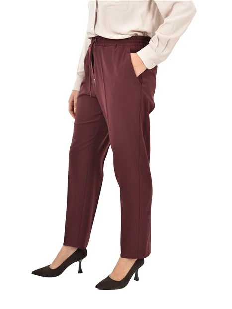 PANTALONI JOGGERS  CON PIEGA STIRATA FRONTE E RETRO DONNA BORDEAUX