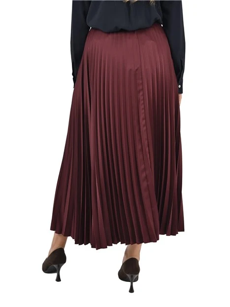 GONNA LUNGA IN RASO TECNICO PLISSE DONNA BORDEAUX