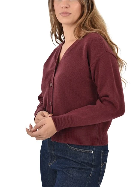 MAGLIA SCOLLO A BARCA CON SCOLLO POSTERIORE DONNA BORDEAUX