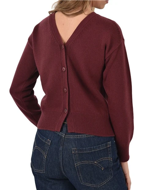 MAGLIA SCOLLO A BARCA CON SCOLLO POSTERIORE DONNA BORDEAUX