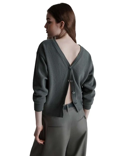 MAGLIA GIROCOLLO CON SCOLLO POSTERIORE REVERSIBILE DONNA ANTRACITE