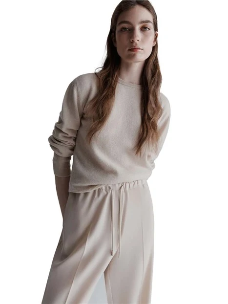 MAGLIA GIROCOLLO IN CASHMERE CON SPACCHI LATERALI DONNA BIANCO