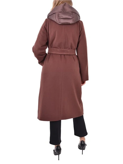 CAPPOTTO LUNGO CON CINTURA E CAPPELLO DONNA BORDEAUX