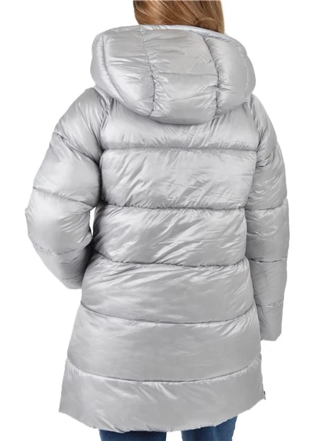 PIUMINO CORTO CON SPACCHI LATERALI CON ZIP DONNA AZZURRO