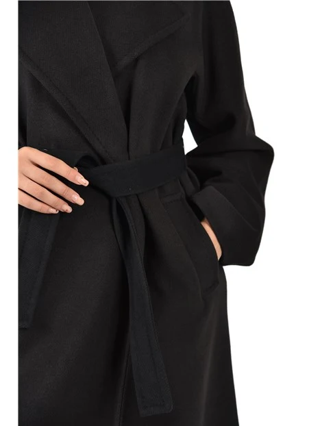 CAPPOTTO LUNGO PANNO SOFT DOPPIOPETTO DONNA NERO