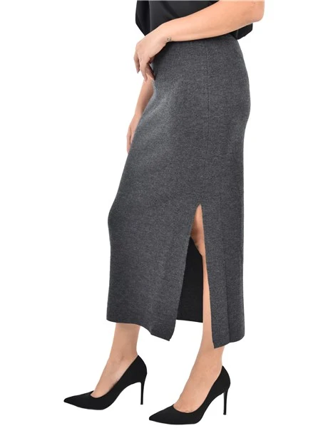 GONNA LUNGA IN LANA VERGINE EXTRAFINE DONNA ANTRACITE