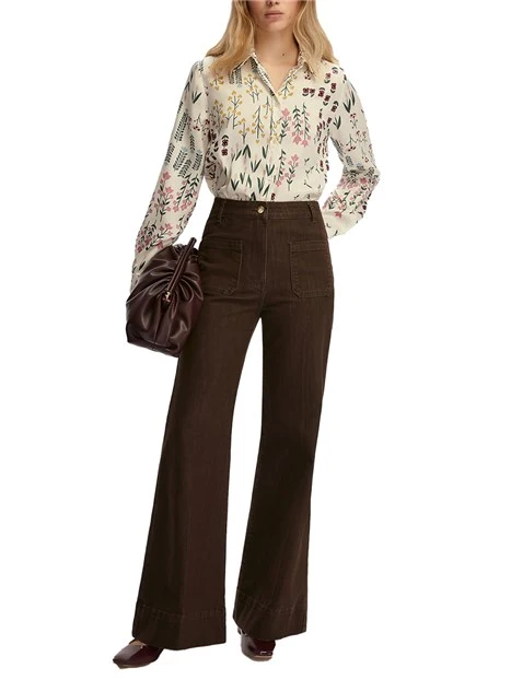 CAMICIA CON FANTASIA A FIORELLINI DONNA BIANCO