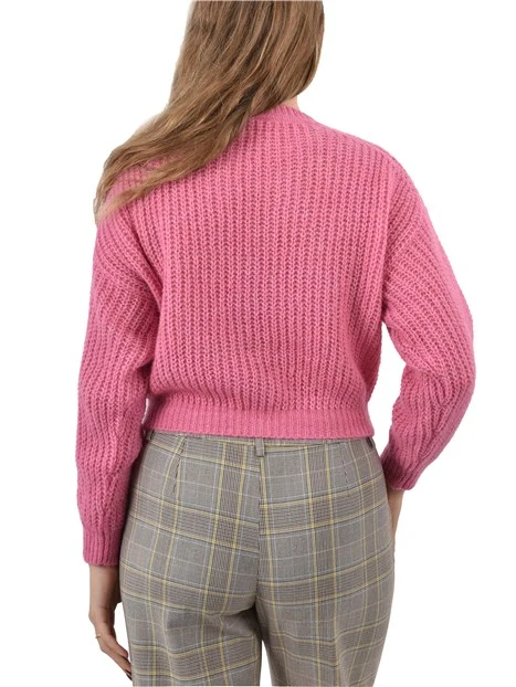 MAGLIA GIROCOLLO FILATO MISTO ALPACA DONNA ROSA