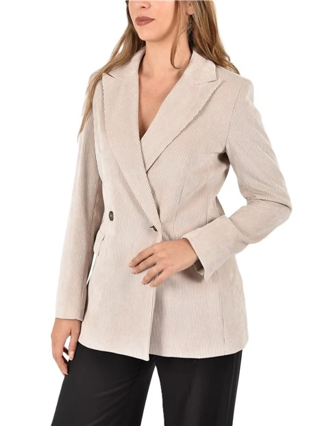 BLAZER IN VELLUTO A COSTE CHIUSURA DOPPIOPETTO DONNA BEIGE