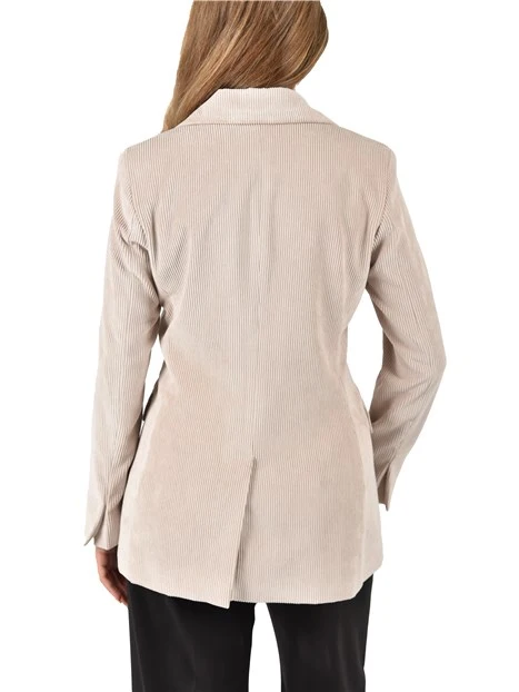 BLAZER IN VELLUTO A COSTE CHIUSURA DOPPIOPETTO DONNA BEIGE