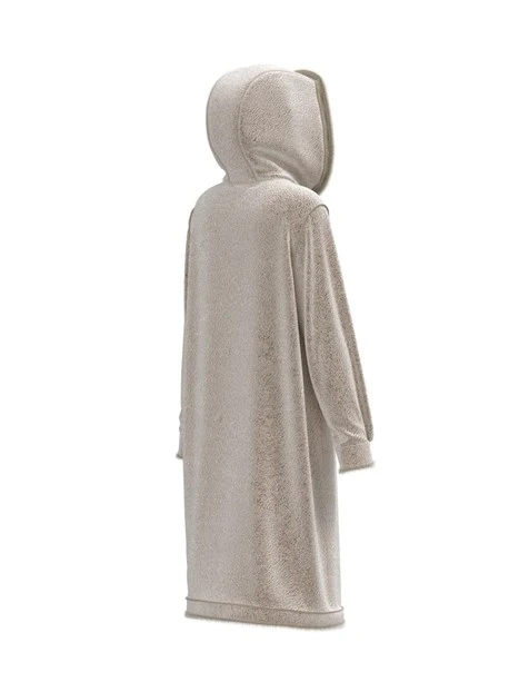 CAPPOTTO LUNGO REVERSIBILE CON CAPPUCCIO DONNA GRIGIO