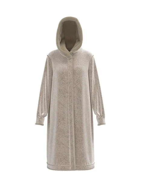 CAPPOTTO LUNGO REVERSIBILE CON CAPPUCCIO DONNA GRIGIO