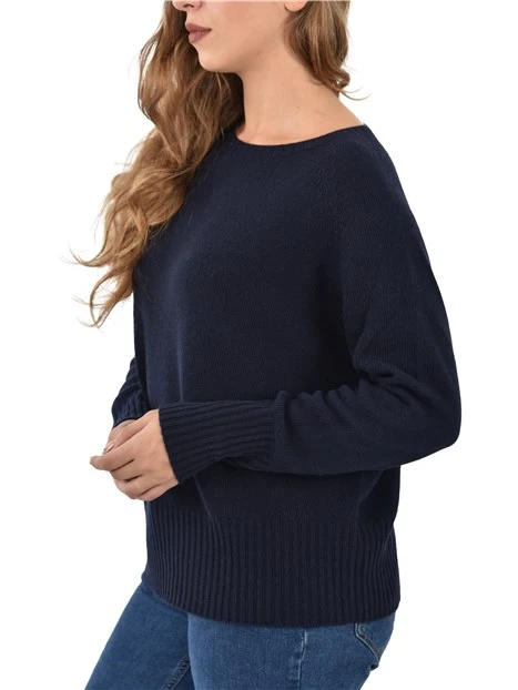 MAGLIA OVERSIZE IN MISTO CASHMERE SPIDER DONNA BLU