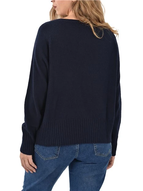 MAGLIA OVERSIZE IN MISTO CASHMERE SPIDER DONNA BLU