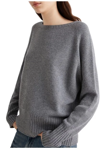 MAGLIA SCOLLO A BARCA MISTO CASHMERE SPIDER DONNA GRIGIO