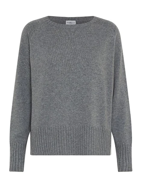 MAGLIA SCOLLO A BARCA MISTO CASHMERE SPIDER DONNA GRIGIO
