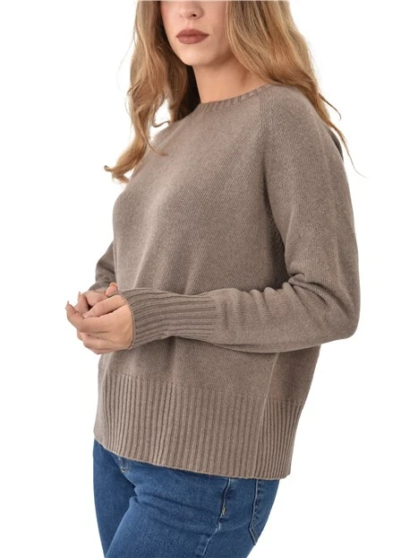 MAGLIA OVERSIZE IN MISTO CASHMERE SPIDER DONNA MARRONE