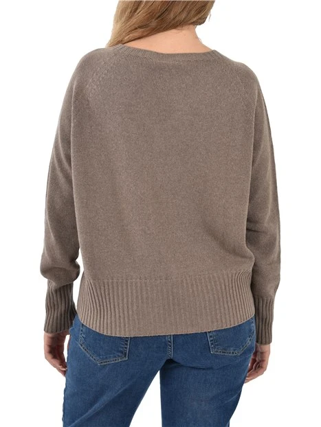 MAGLIA OVERSIZE IN MISTO CASHMERE SPIDER DONNA MARRONE