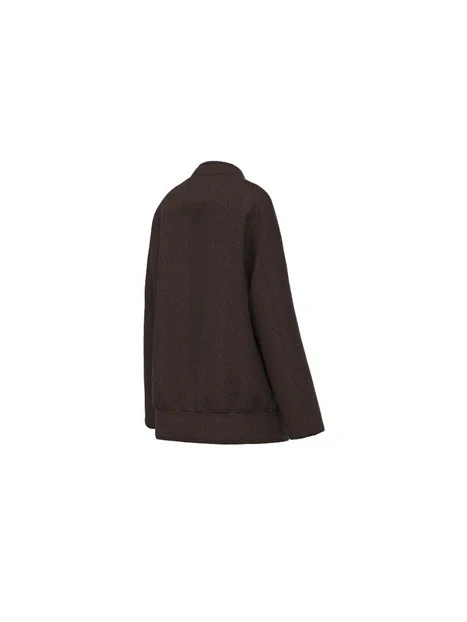 CAPPOTTO CORTO MISTO LANA CON BOTTONI AUTOMATICI DONNA MARRONE