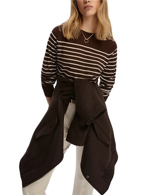 MAGLIA GIROCOLLO  A RIGHE DONNA MARRONE